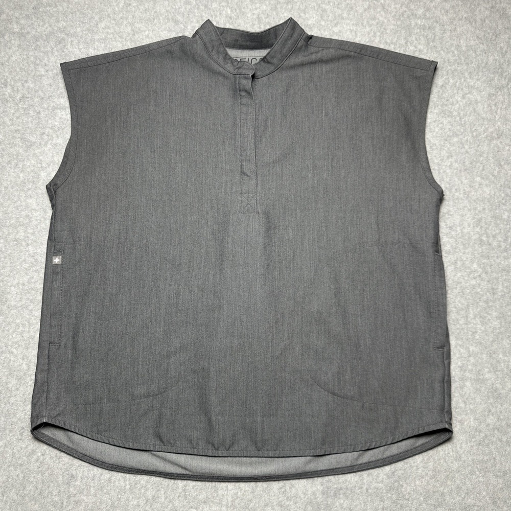Figs Gray Rafaela Three‎ Pocket Sleeveless Scrub Top Graphite Gray Womens Size M